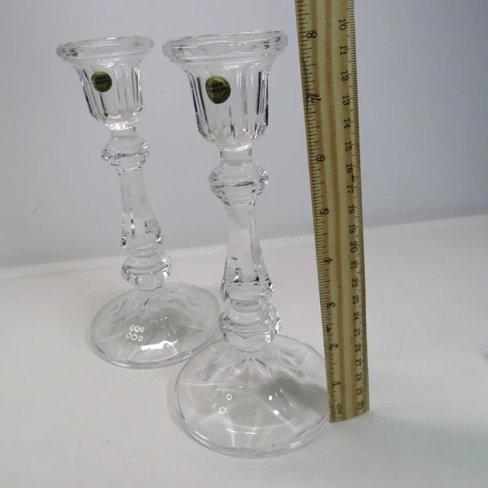 Lead Crystal Candlestick Holders (2) Cristal d'Arques 8.25